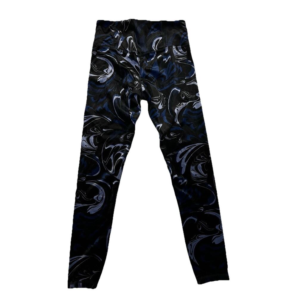 Athleta Women Elation Velvet Tight Leggings Blue Paisley 467896 Size M